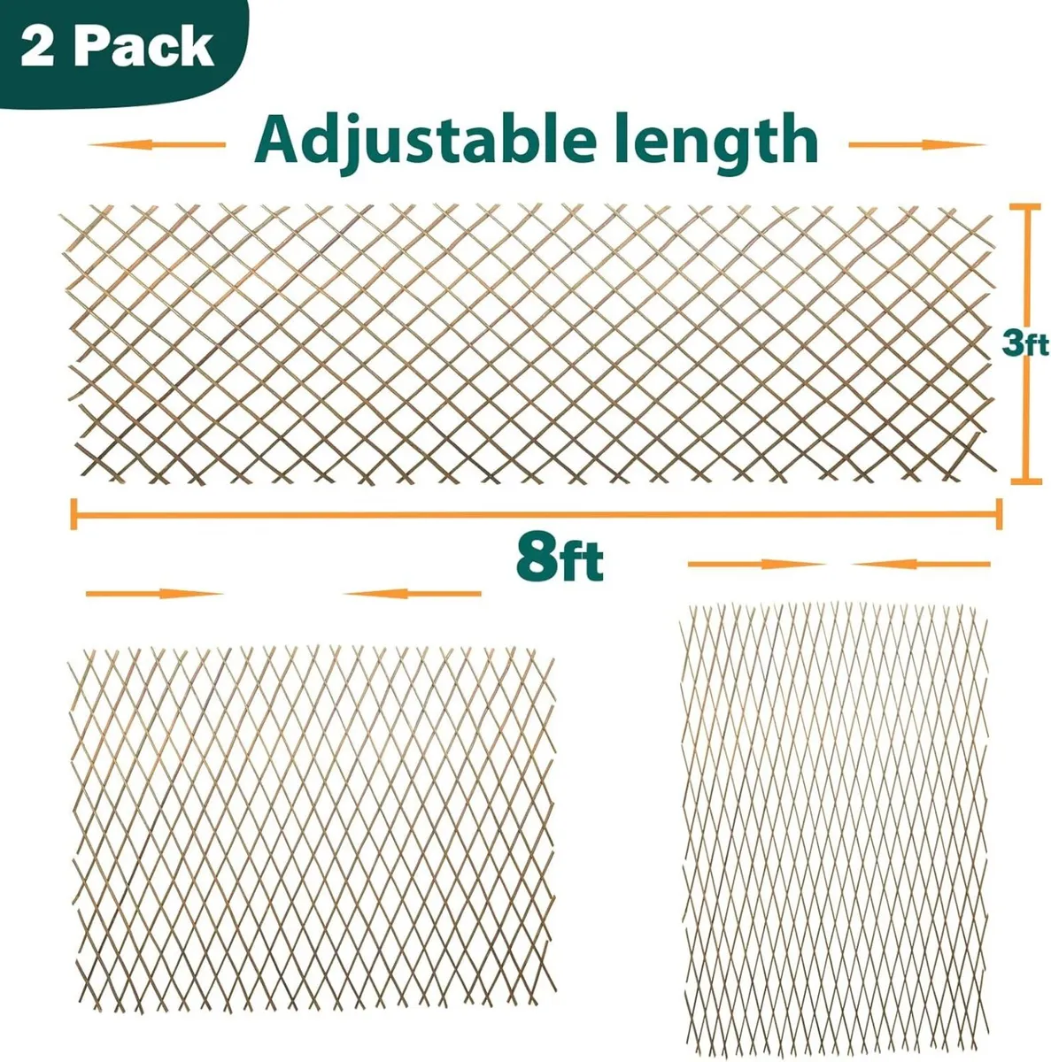 Natural Willow Lattice 2 Pack Expandable Fence - Image 2