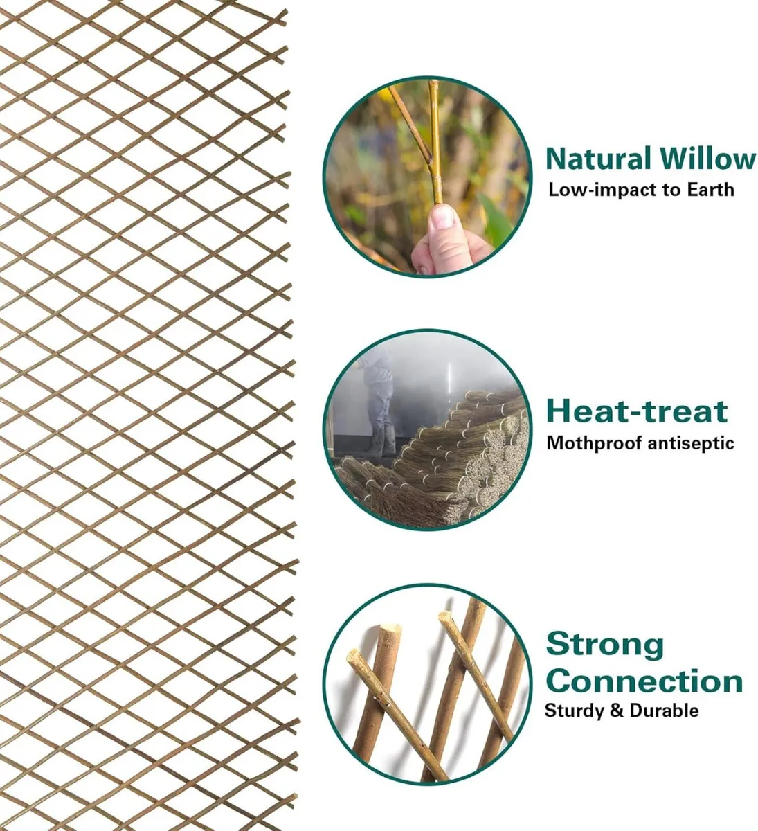 Natural Willow Lattice 2 Pack Expandable Fence - Image 3