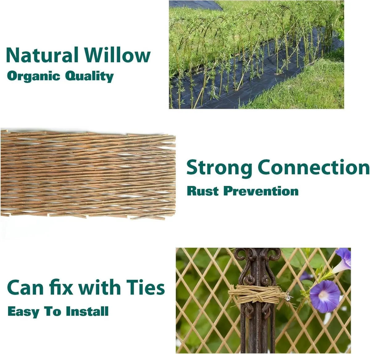 Natural Willow Lattice 2 Pack Expandable Fence - Image 4