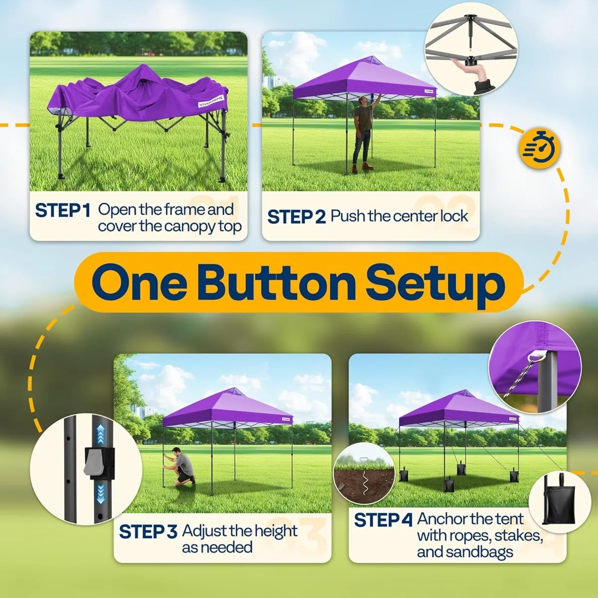 Canopy 3x3m Tent Outdoor Shelter Portable with - Image 3