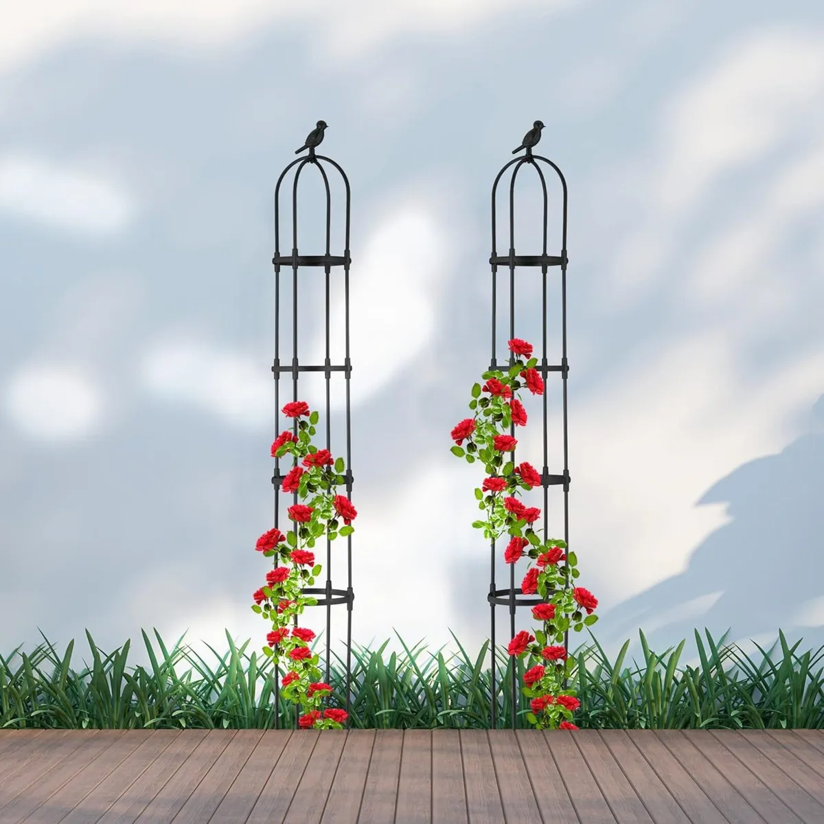Garden Obelisk Set of 2 H x D: 188 24 cm Climbing - Image 2