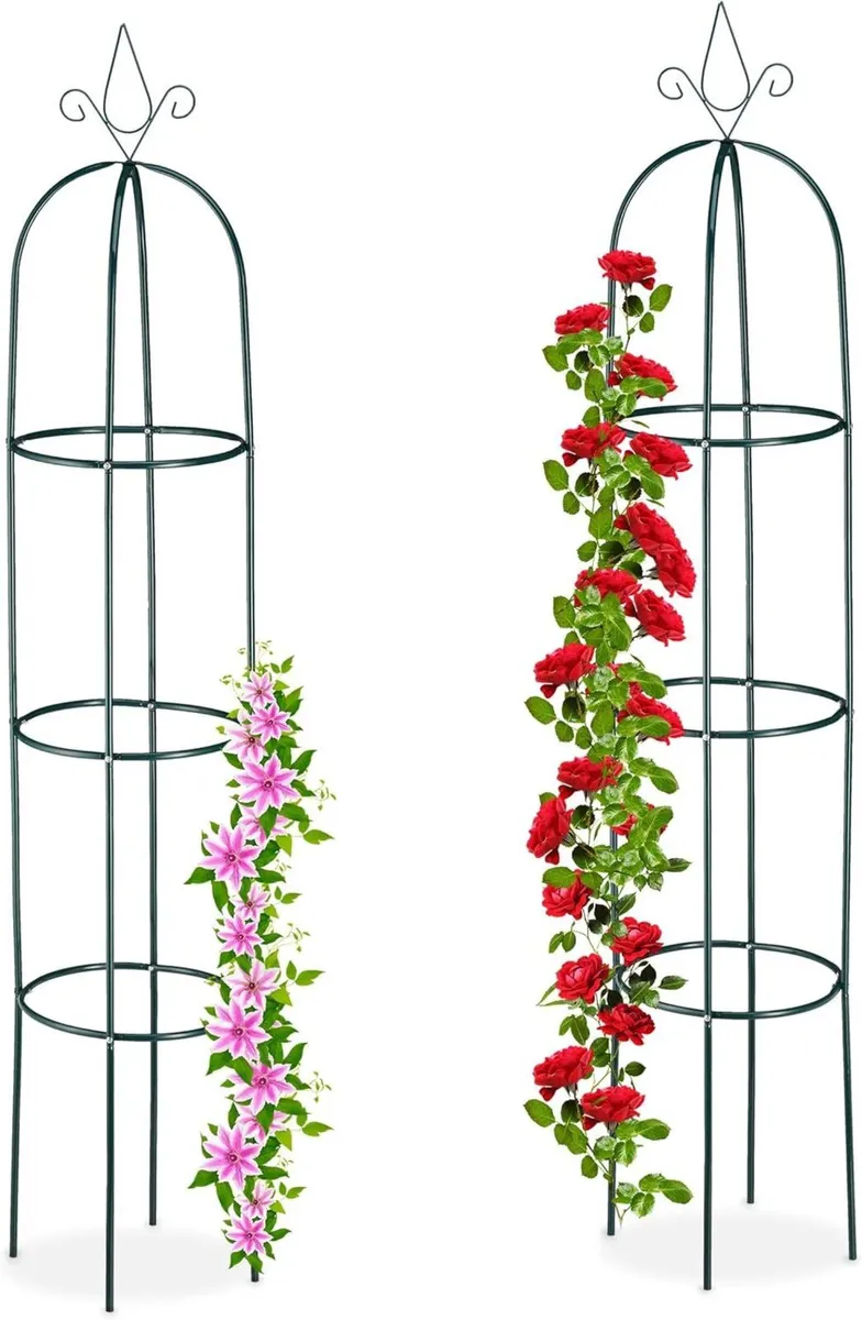 Set of 2 Garden Obelisks 200cm Tall Support for - Image 1