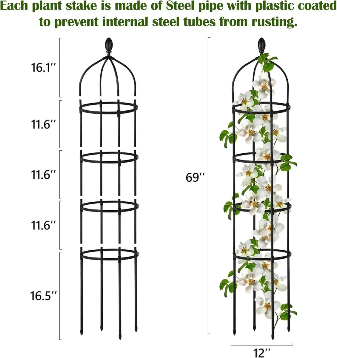 2 Pcs Garden Obelisk Trellis for Climbing Plants - Image 3