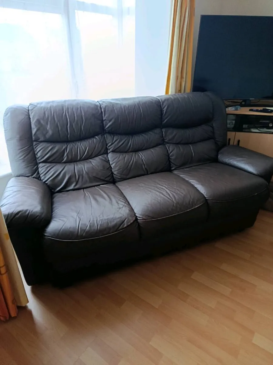 3 seater brown leatherette couch