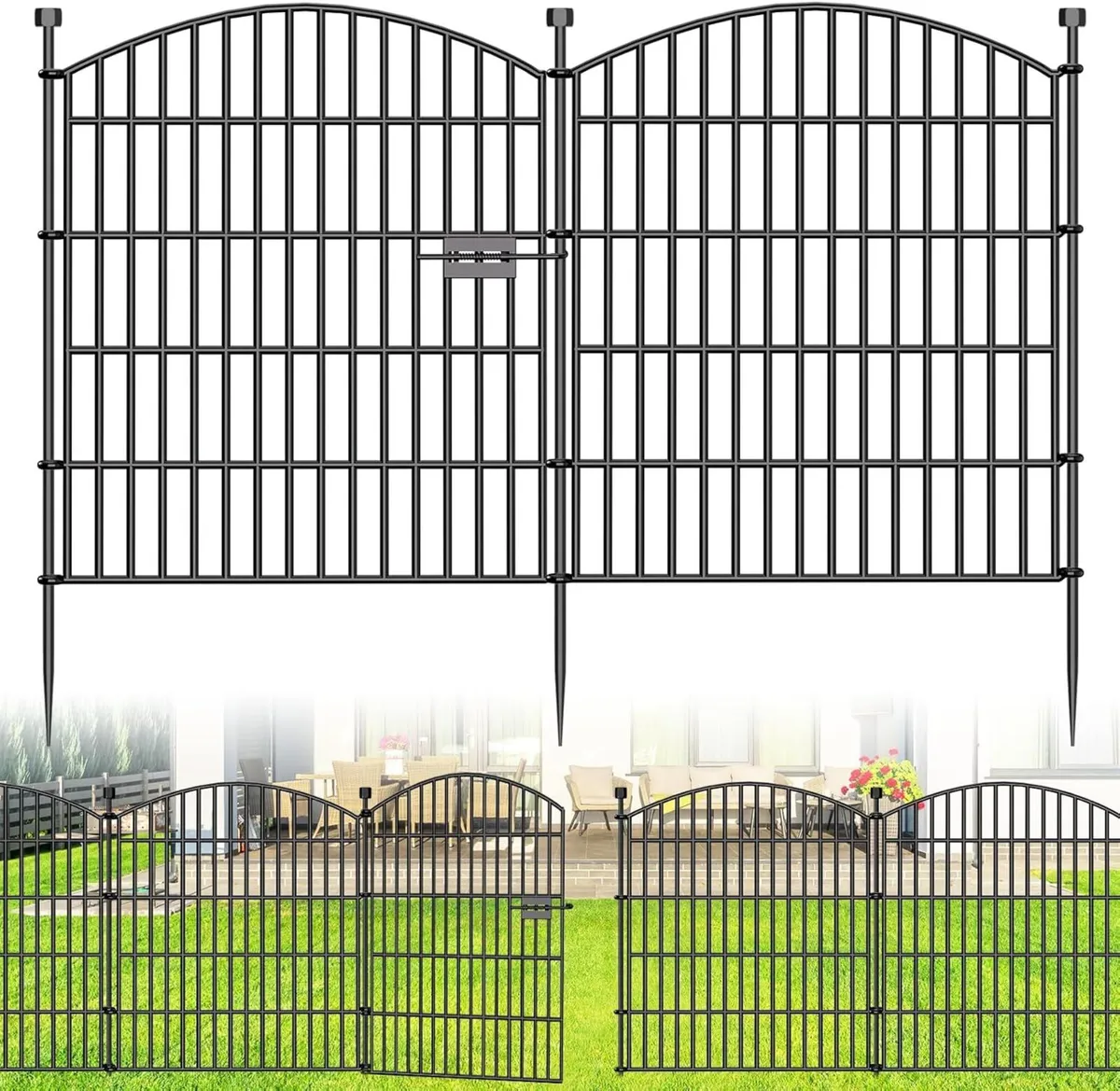 10 Panels Decorative Garden Fence with Gate -