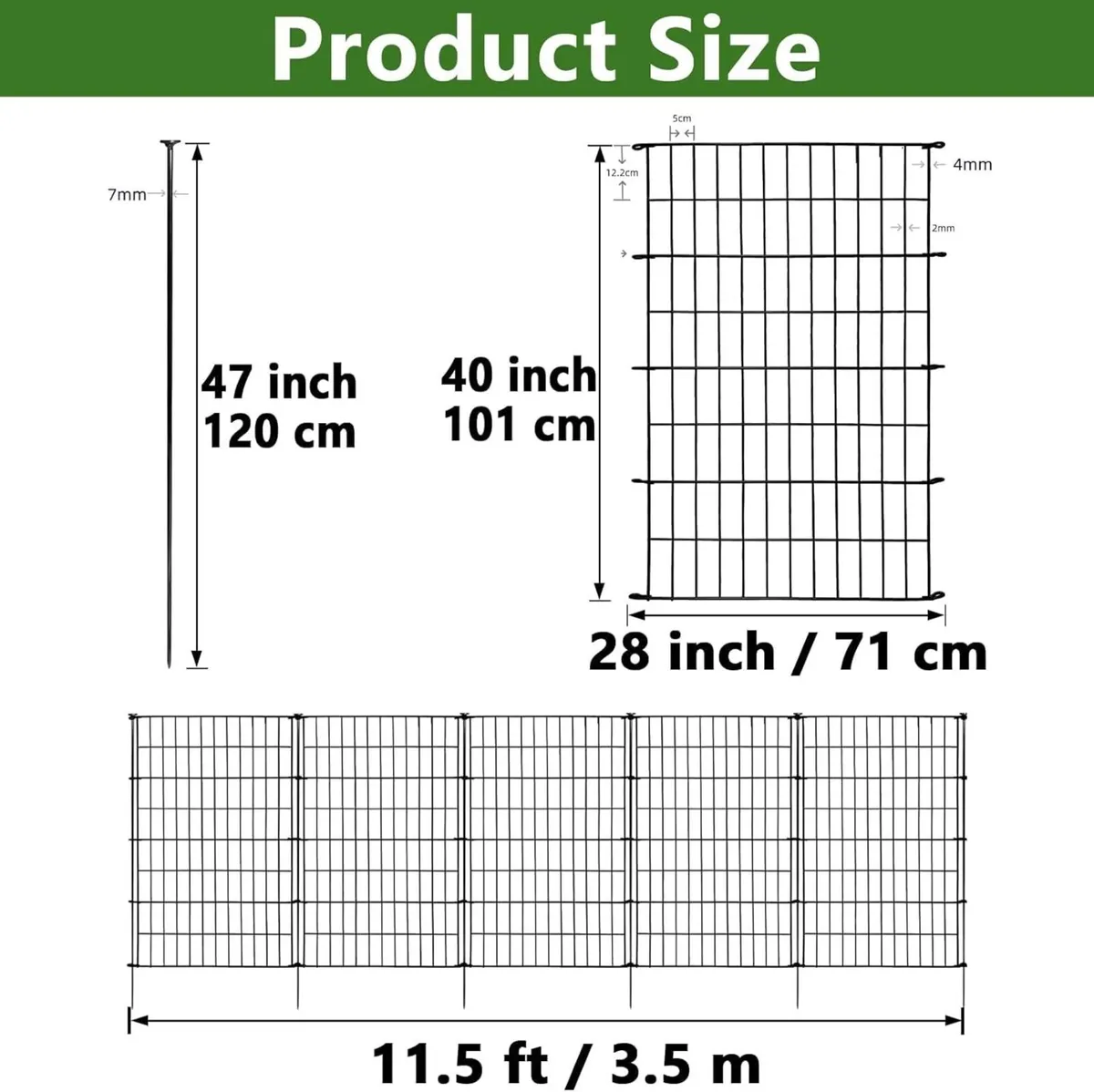 Decorative Garden Fence 5 Panels Total Length - Image 3