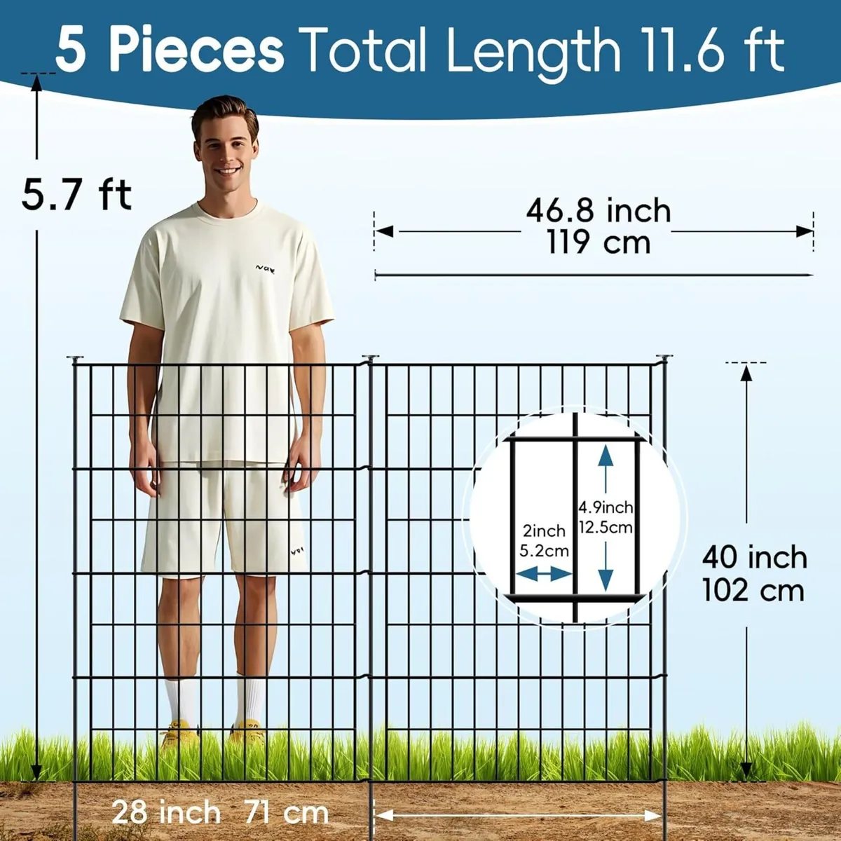 Garden Fence 101cm High x 71cm Wide (5 Panels - Image 3