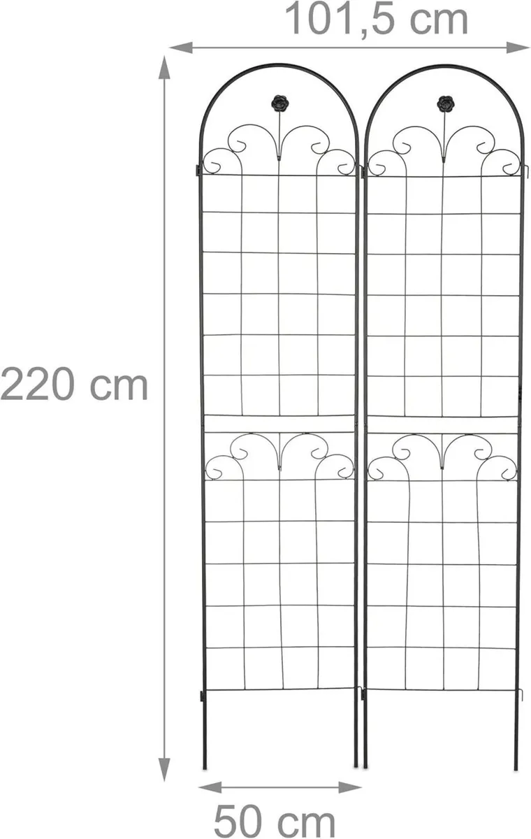 Garden Trellis Set of 2 HxW 220 x 50 cm Metal - Image 3