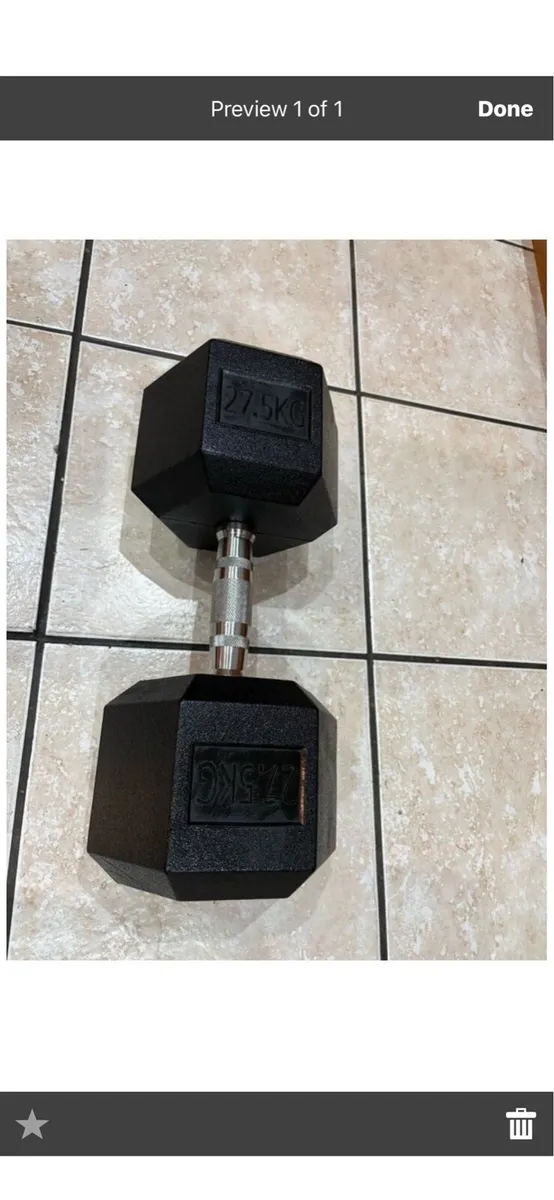 1 X 27.5KG RUBBER HEX DUMBBELL
