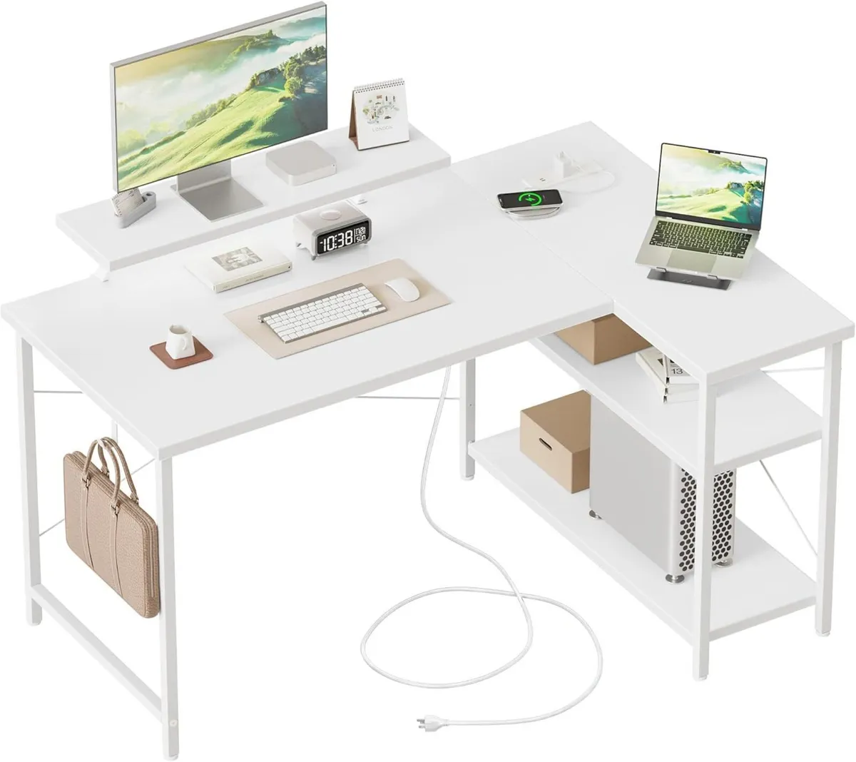 Small L-Shaped Desk with LED 120x70cm Computer - Image 1