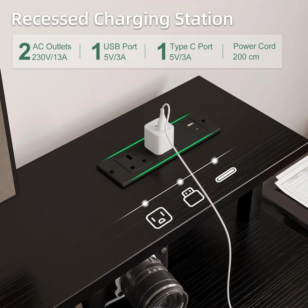 120CM Computer Desk with 4 Fabric Drawers Gaming - Image 4