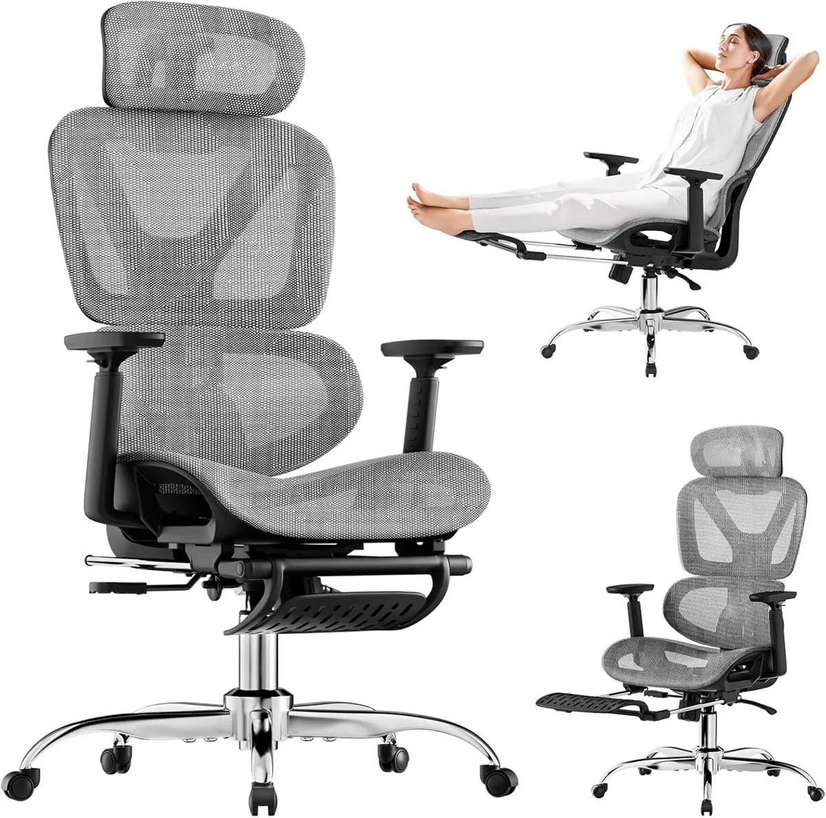 Ergonomic Office Chair Mesh Desk with Footrest - Image 1
