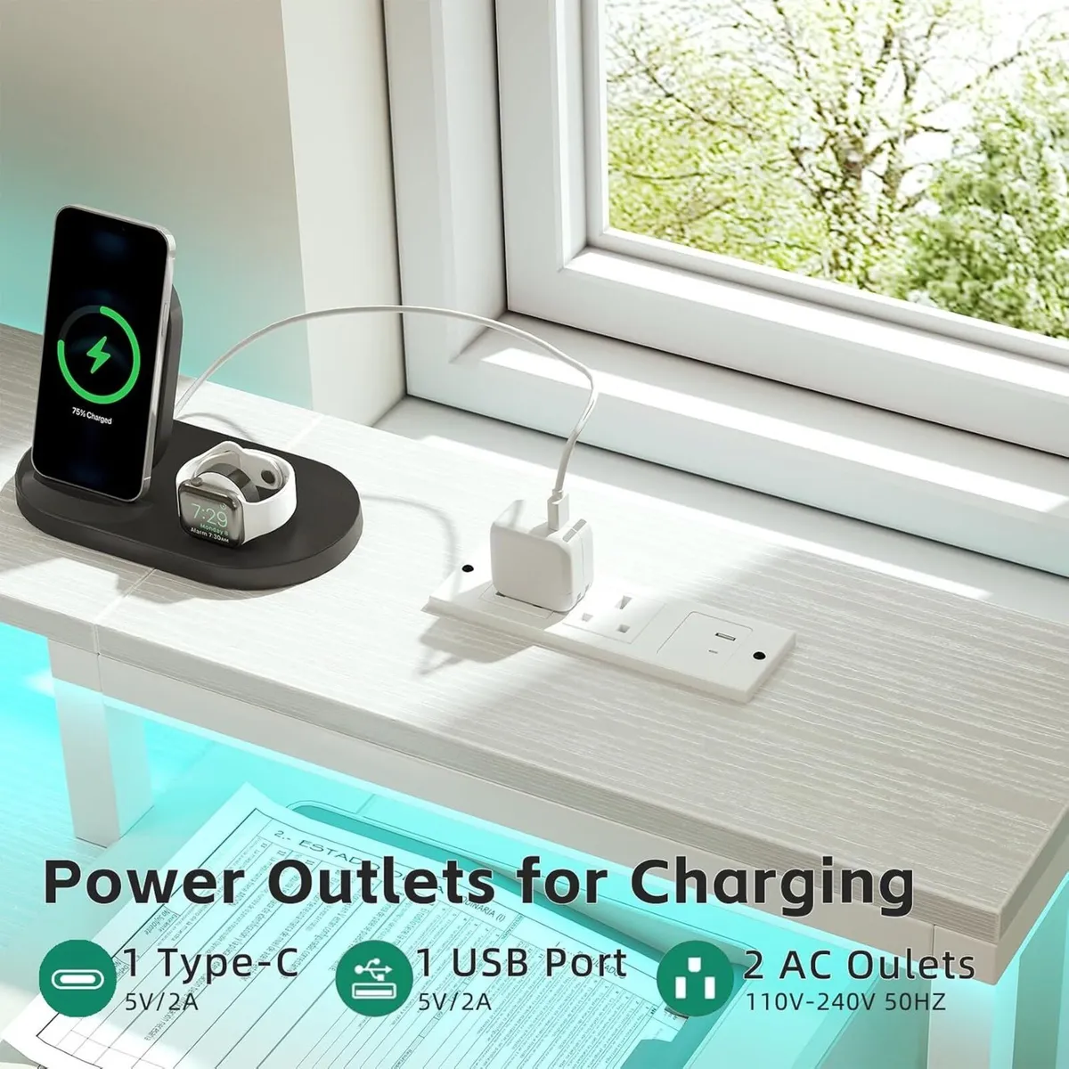 Computer Desk with Printer Stand 48 Inch Power - Image 4