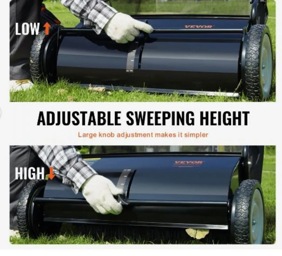 Push Lawn Sweeper, 21inch Leaf & Grass Collector - Image 3