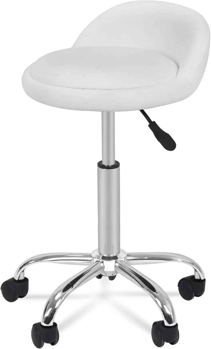 Height Adjustable Rolling Swivel Salon Stool PU - Image 1