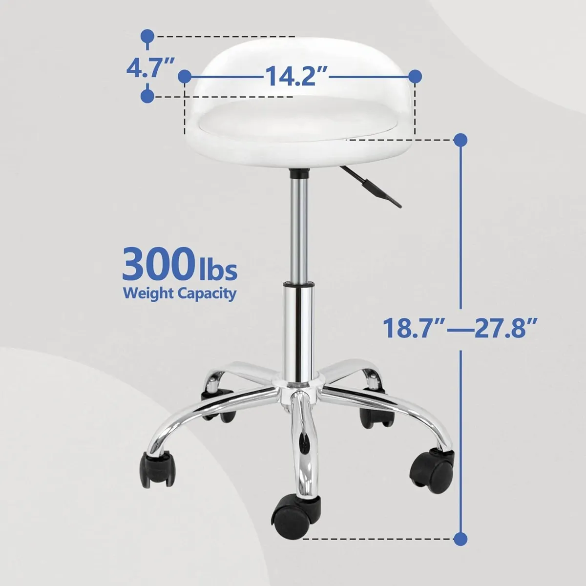 Height Adjustable Rolling Swivel Salon Stool PU - Image 3