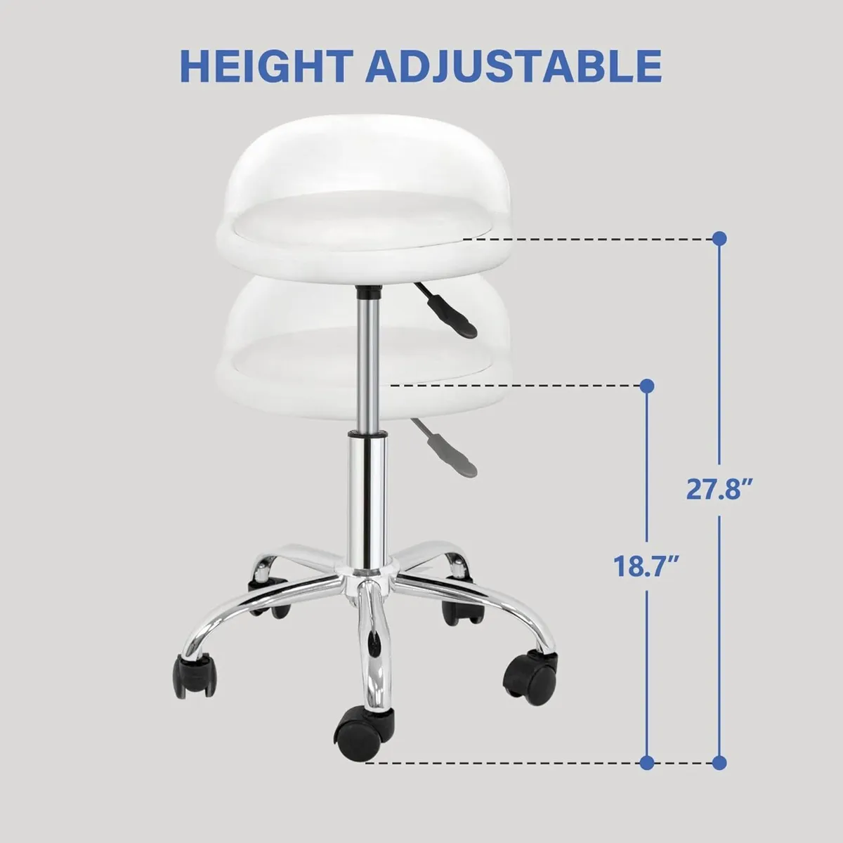 Height Adjustable Rolling Swivel Salon Stool PU - Image 4