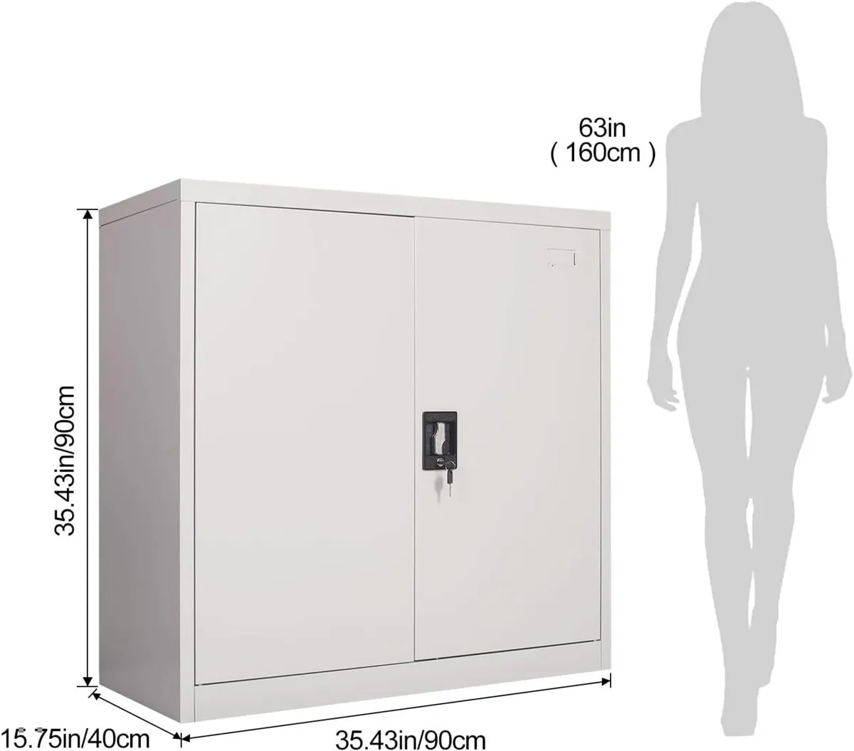 Frideko Metal Storage Cabinet 90 x 40 cm - - Image 3