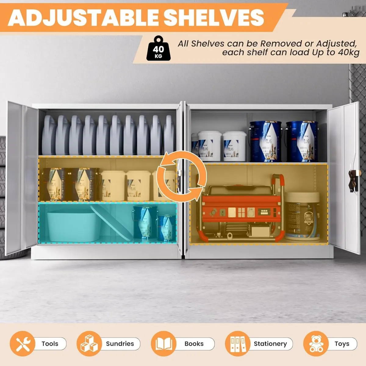 Frideko Metal Storage Cabinet 90 x 40 cm - - Image 4