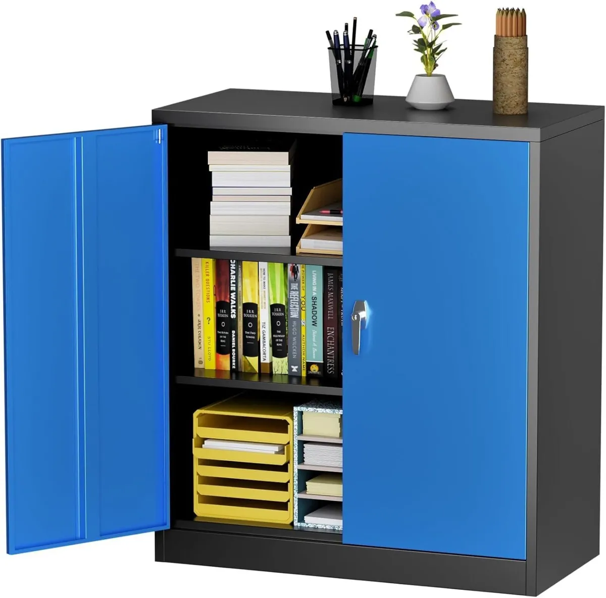 Metal Storage Cabinet with Locking Doors Shelves - Image 1