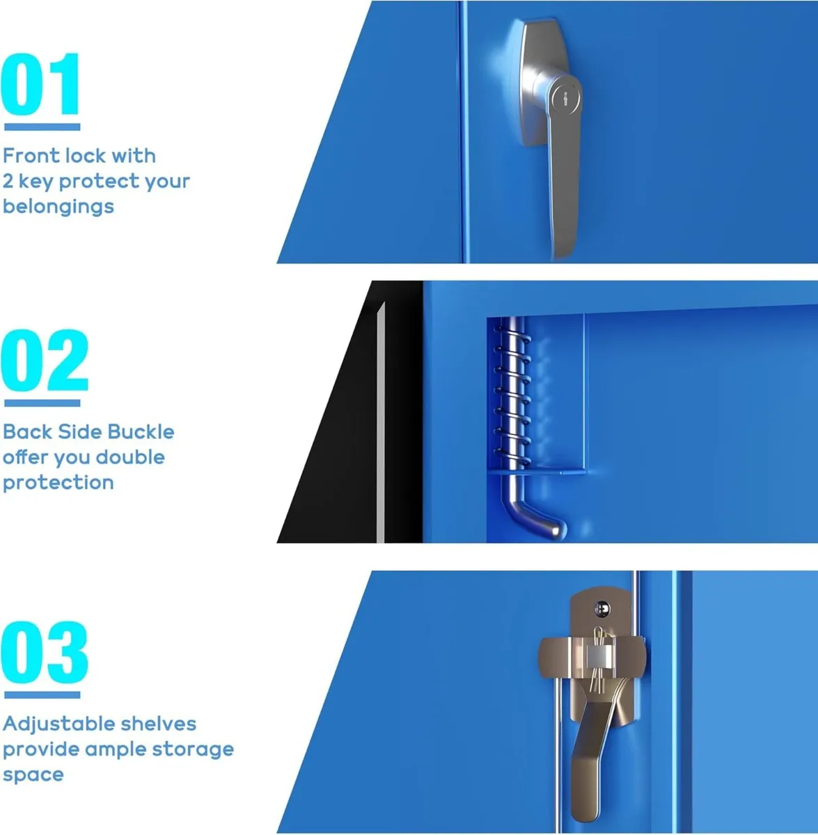 Metal Storage Cabinet with Locking Doors Shelves - Image 3