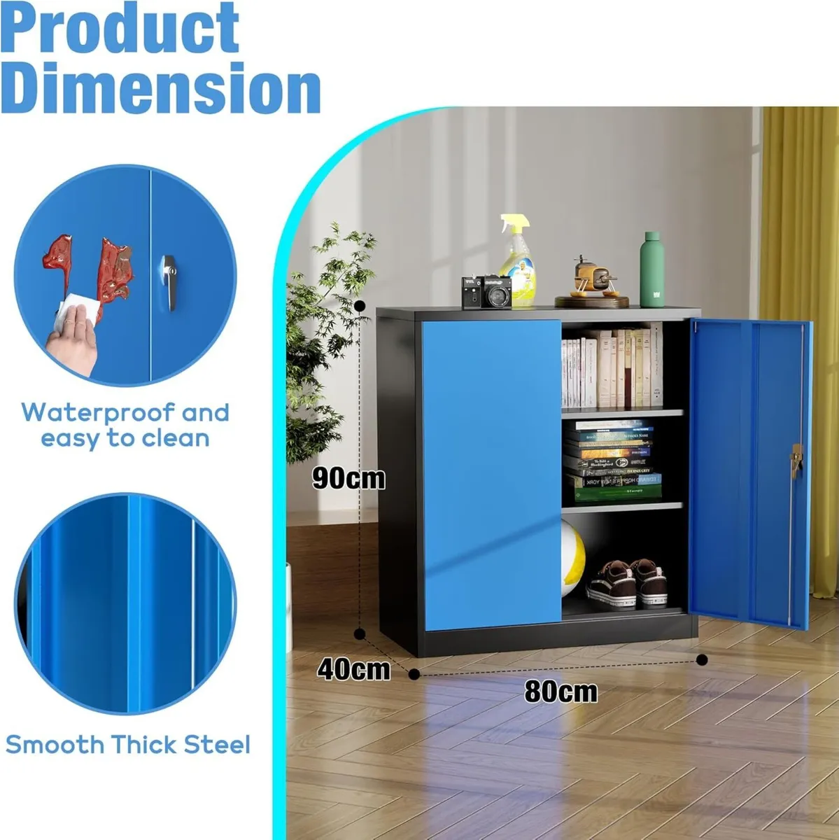 Metal Storage Cabinet with Locking Doors Shelves - Image 4