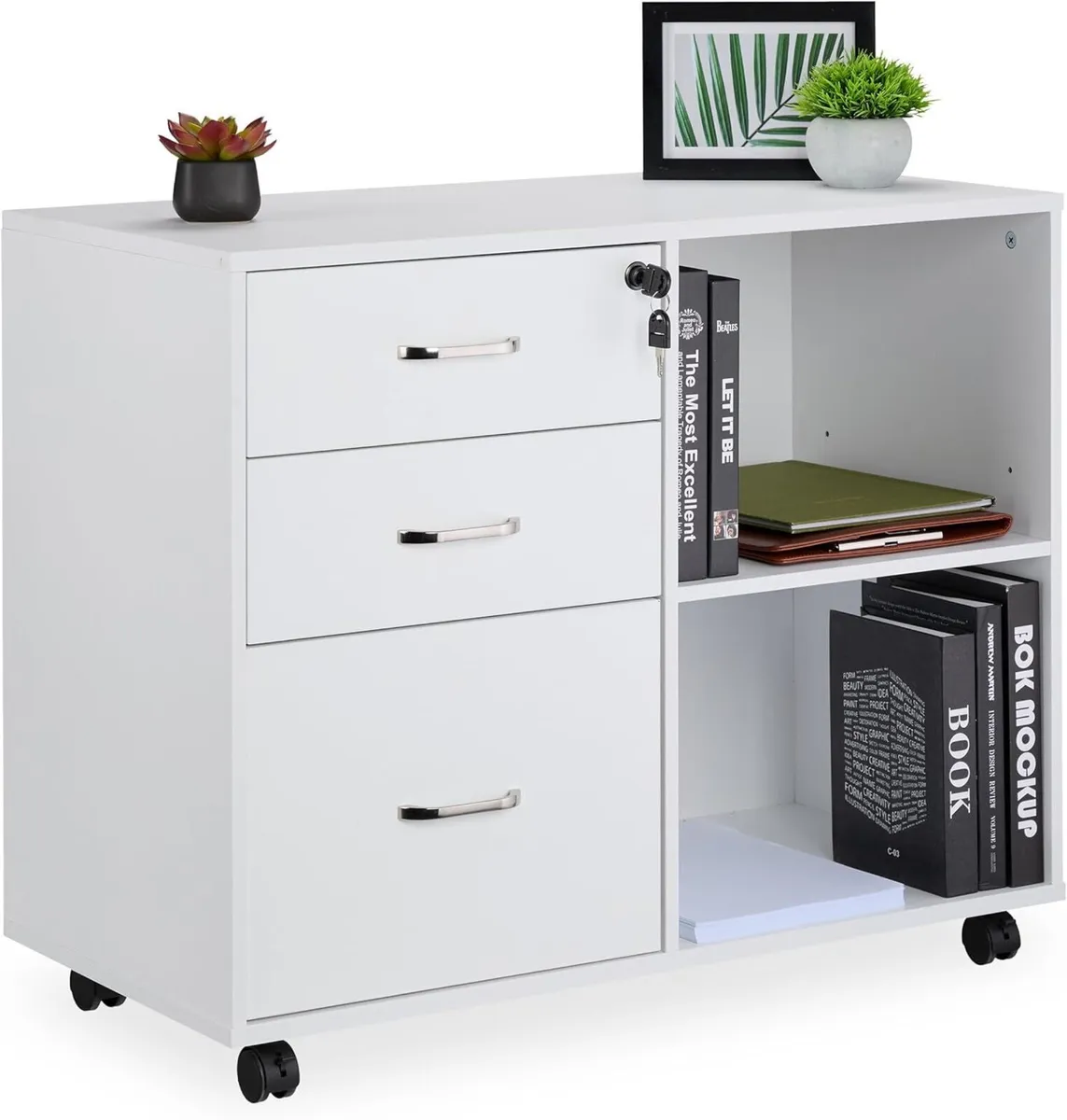 Rolling Container 3 Drawers 2 Compartments - Image 1