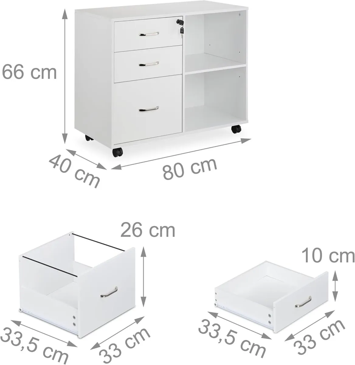 Rolling Container 3 Drawers 2 Compartments - Image 3