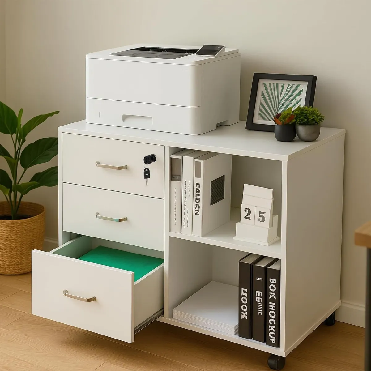 Rolling Container 3 Drawers 2 Compartments - Image 4