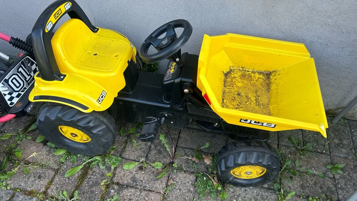 yellow digger and red go cart - Image 1