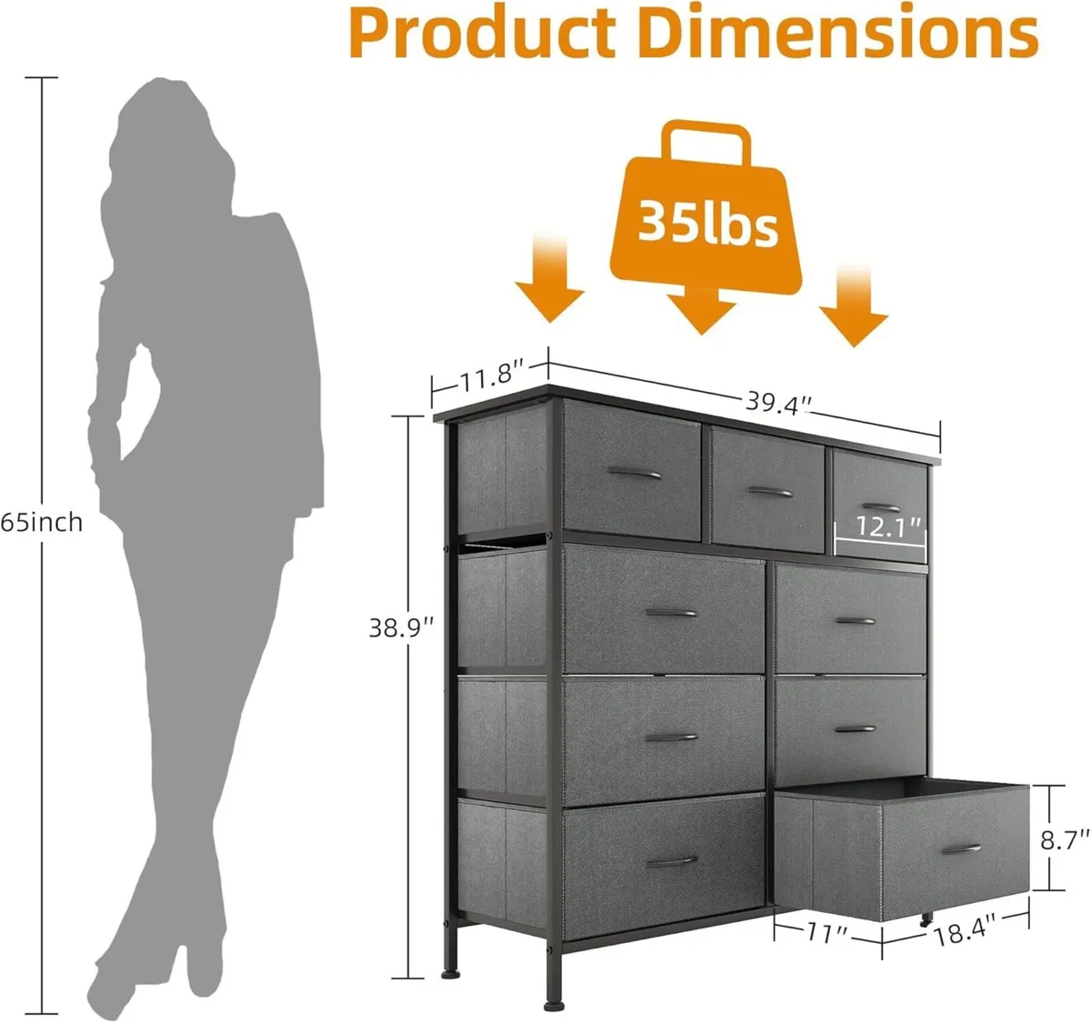 Chest of Drawers Dresser for Bedroom with 9 - Image 3