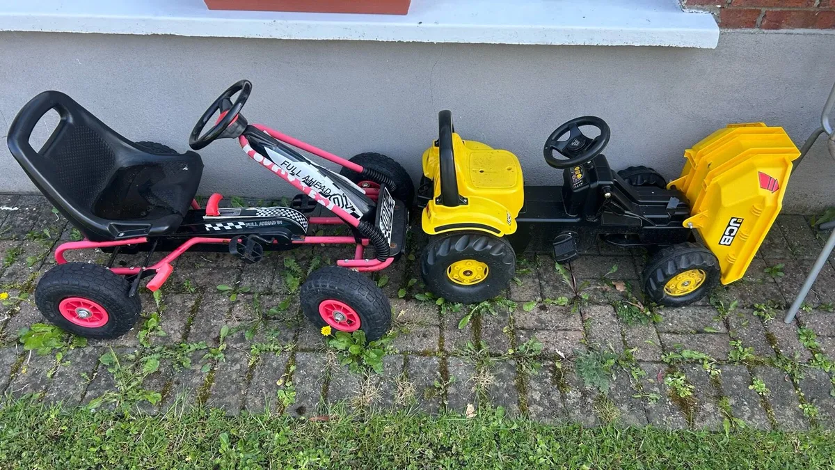 yellow digger and red go cart - Image 3