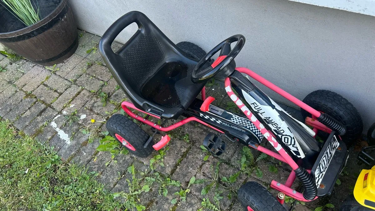 yellow digger and red go cart - Image 2