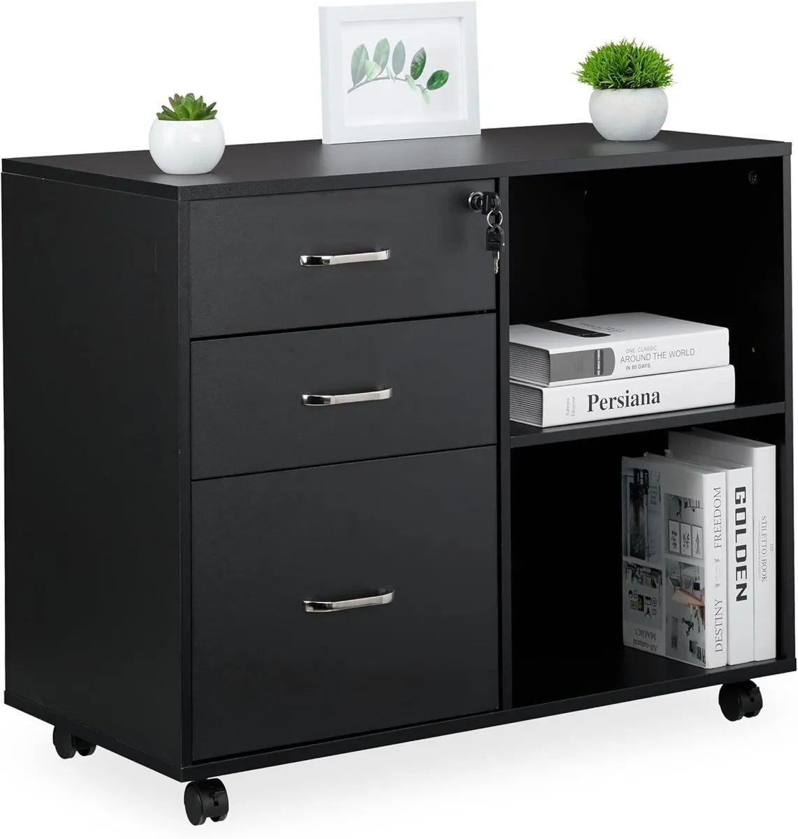 Rolling Container 3 Drawers 2 Compartments - Image 1