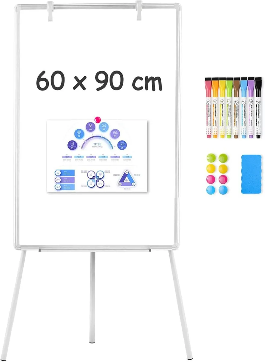 60x90cm Portable Flipchart Stand Height Adjustable - Image 1