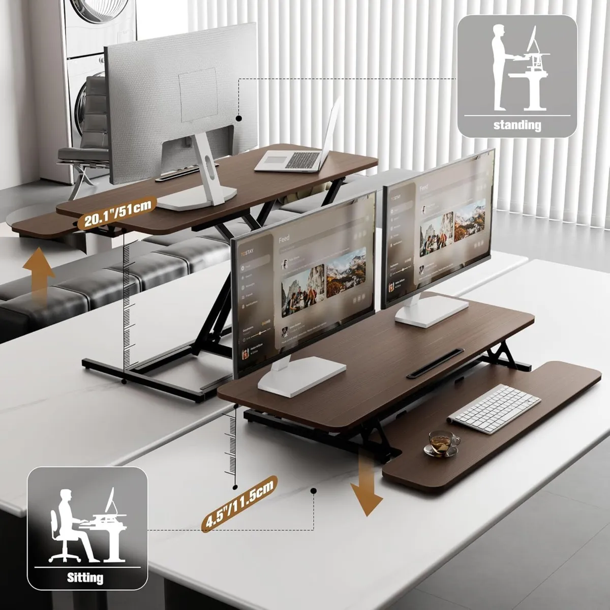 Height Adjustable Standing Desk Converter -101cm - Image 4