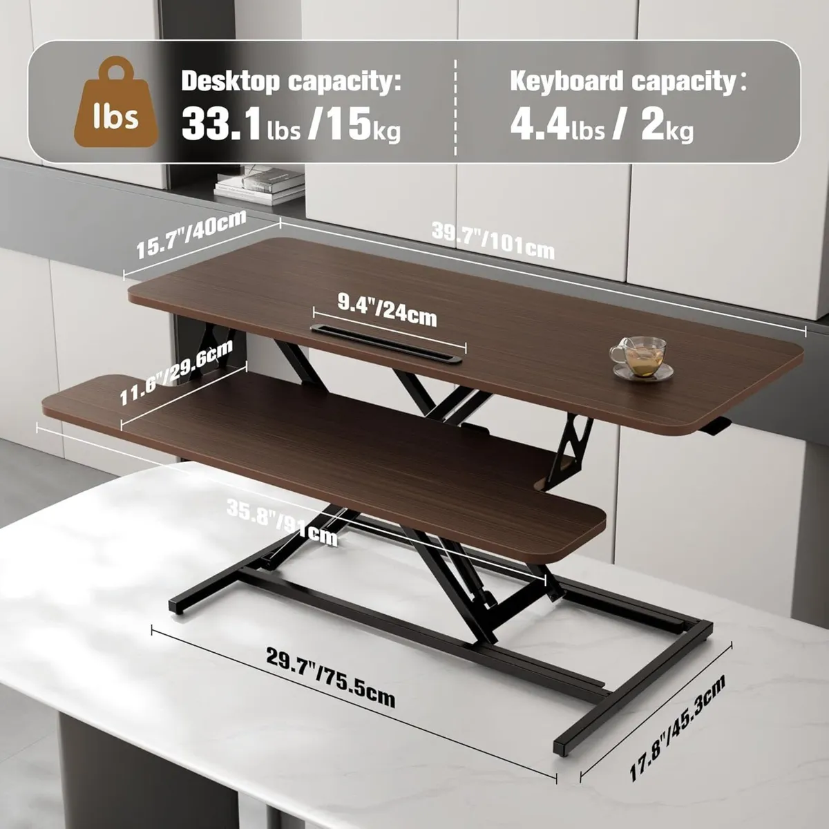 Height Adjustable Standing Desk Converter -101cm - Image 3