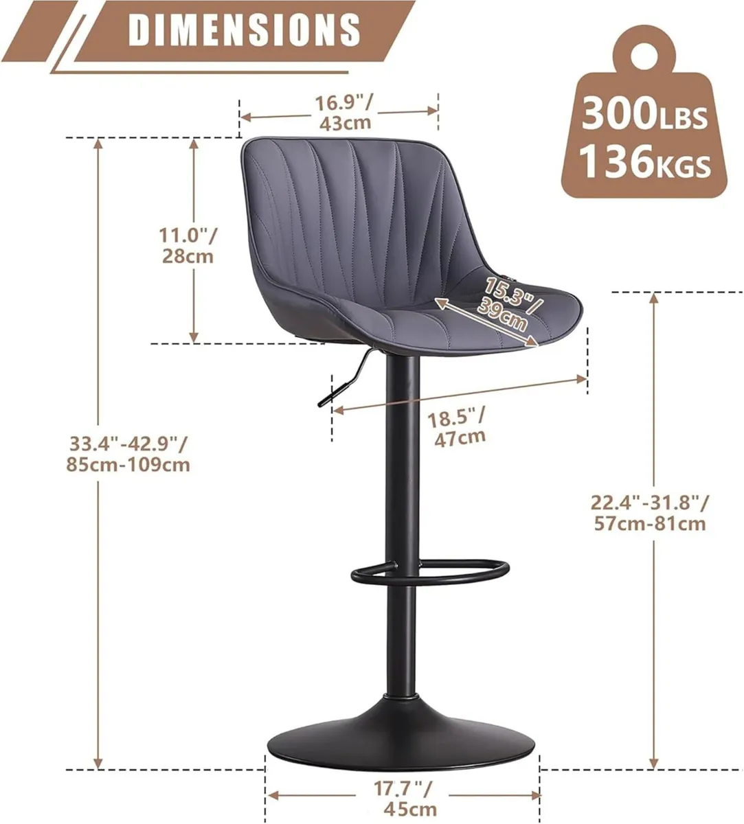 Bar Stools Set of 2 Swivel Tall Barstools with - Image 2