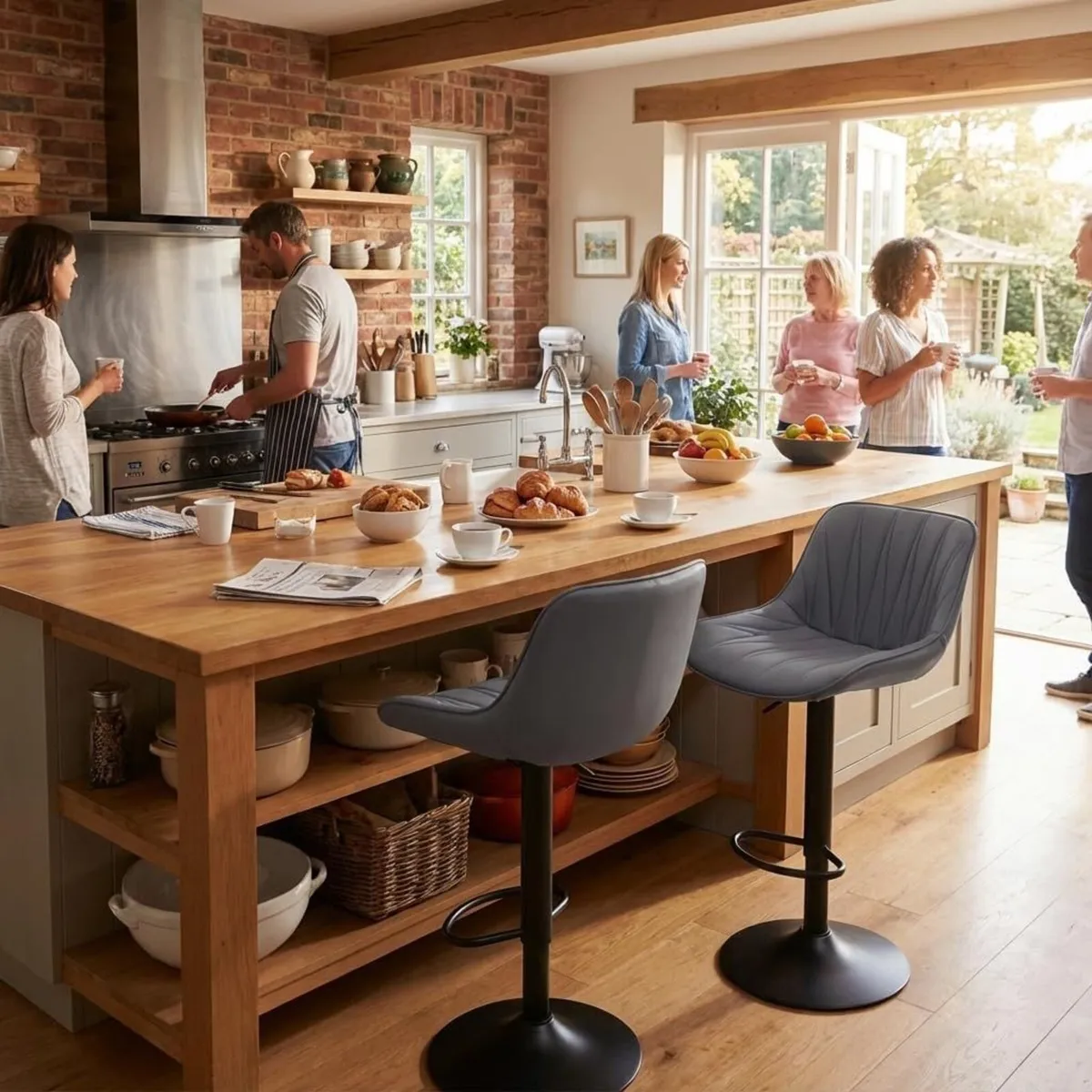 Bar Stools Set of 2 Swivel Tall Barstools with - Image 4