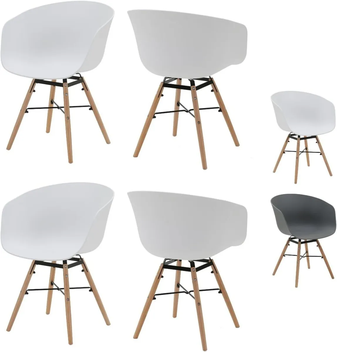 Set of 4 Modern Retro Chairs White Plastic Seat - Image 1