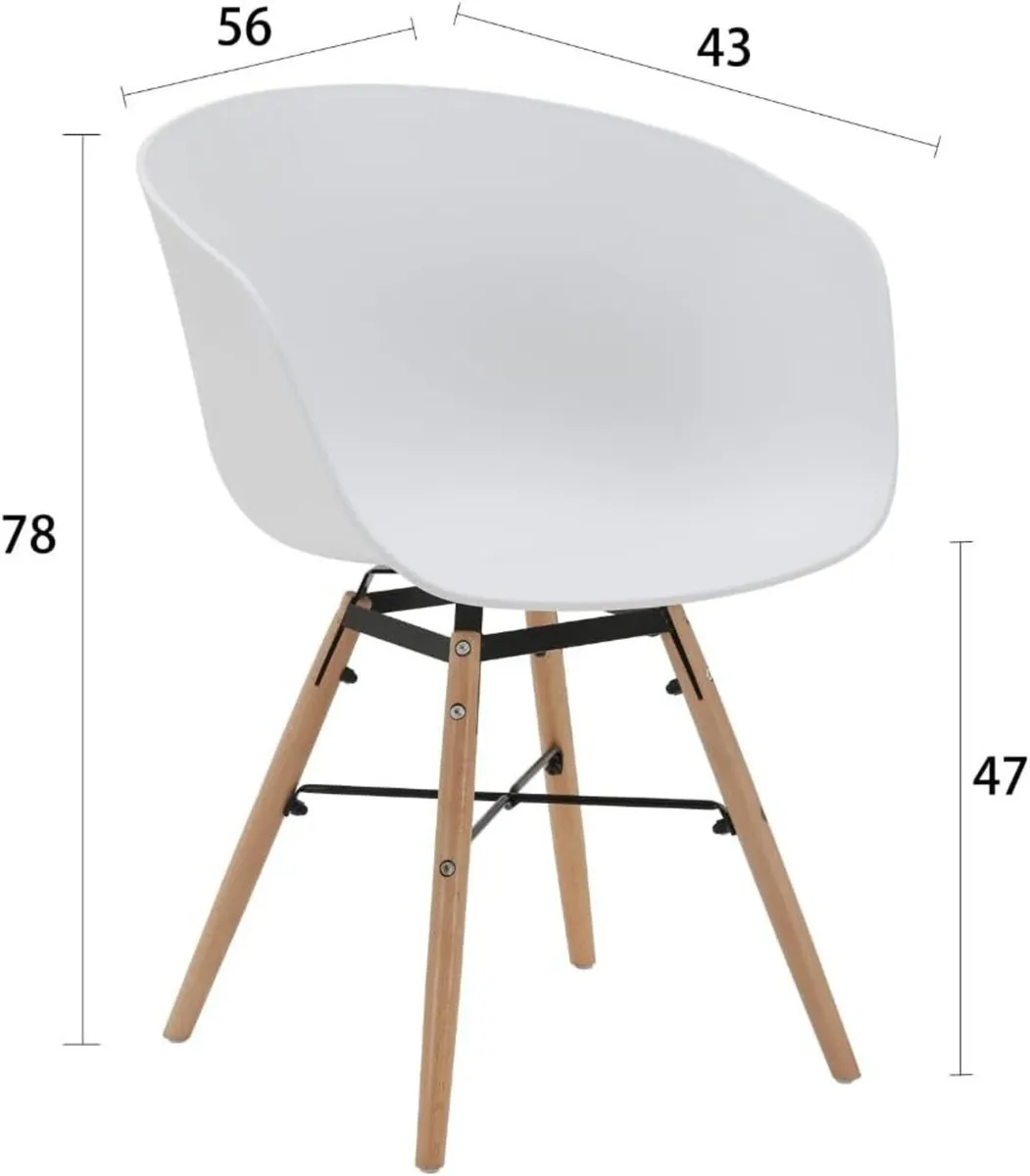 Set of 4 Modern Retro Chairs White Plastic Seat - Image 2