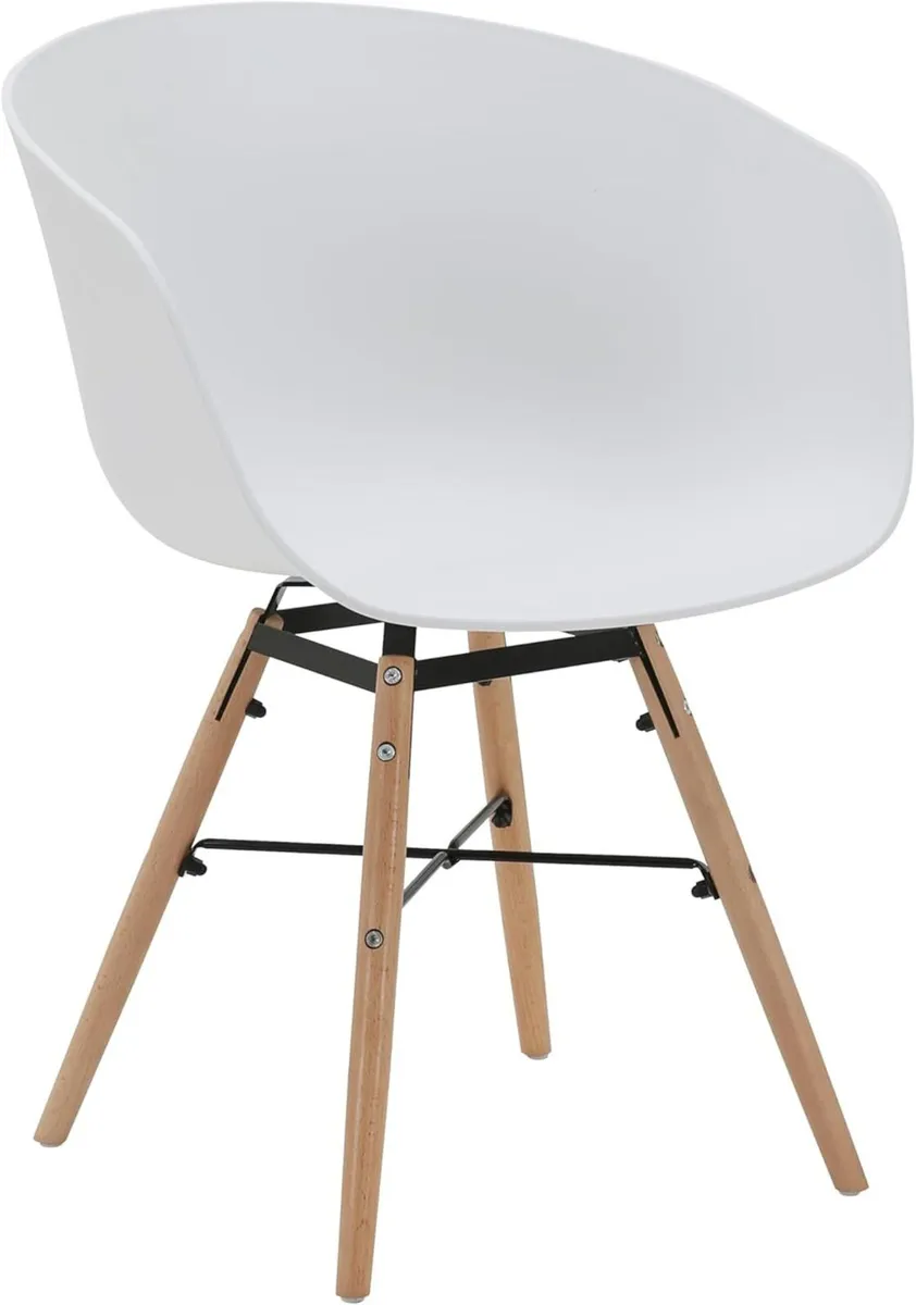 Set of 4 Modern Retro Chairs White Plastic Seat - Image 4