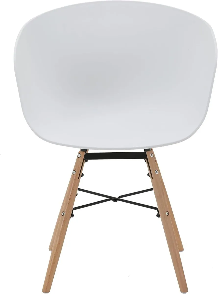 Set of 4 Modern Retro Chairs White Plastic Seat - Image 3