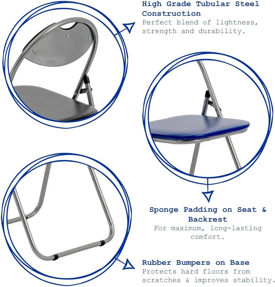 Black Padded Folding Chairs - Pack of 6 Portable - Image 4