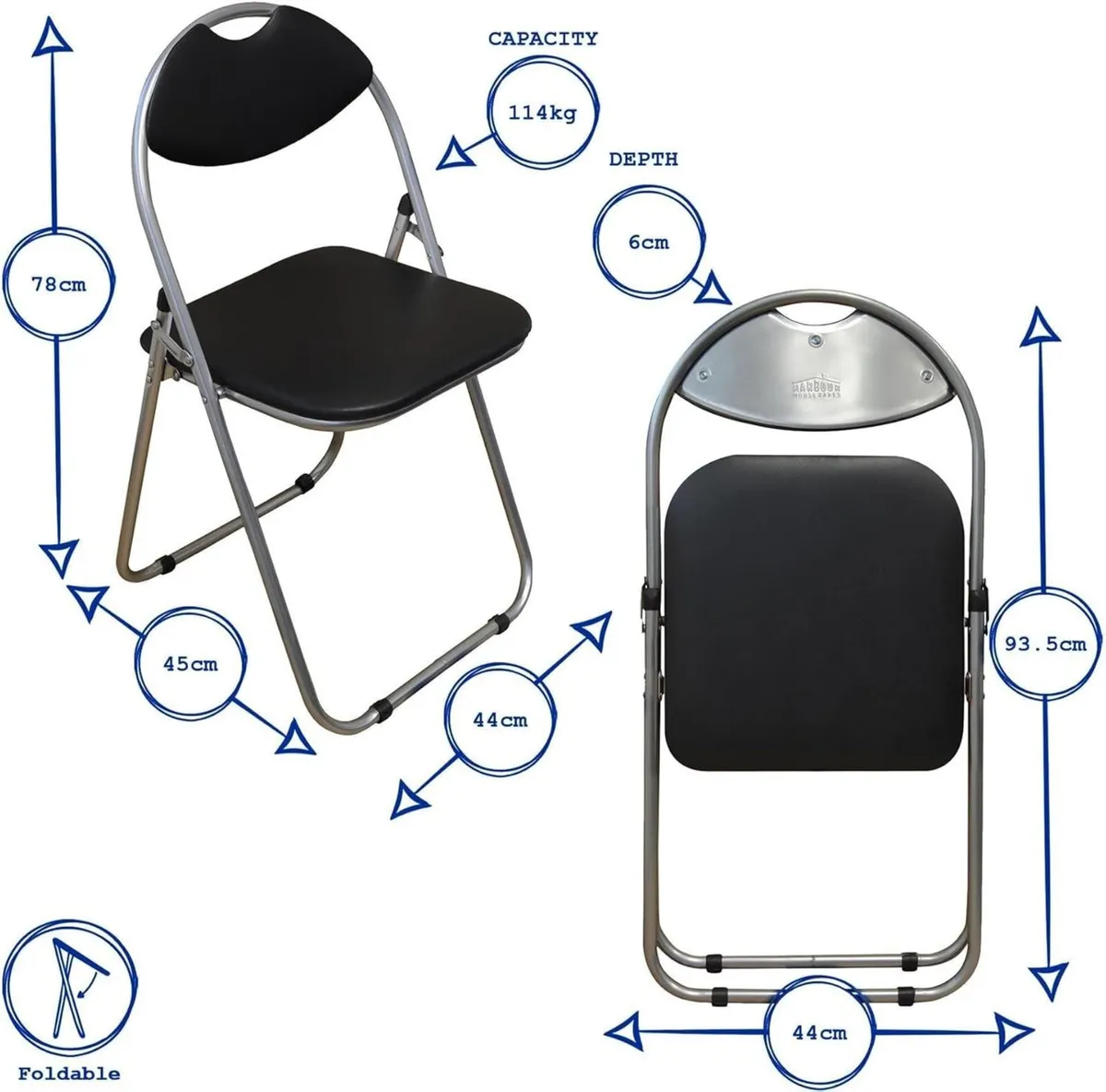 Padded Folding Chairs - Solid Grey Pack of 6 Easy - Image 3