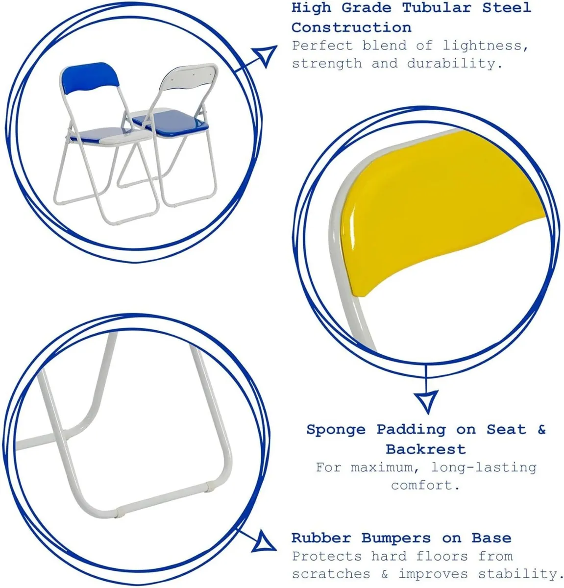 Padded Folding Chairs - Solid Grey Pack of 6 Easy - Image 4