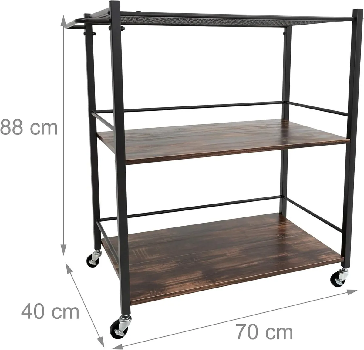 3-Tier Industrial Kitchen Trolley with Removable - Image 3