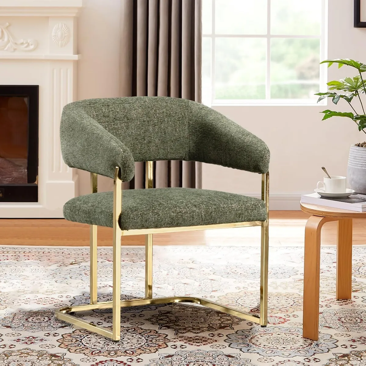 Armchair Upholstered Seat 56CM Tub Chair Vanity - Image 1