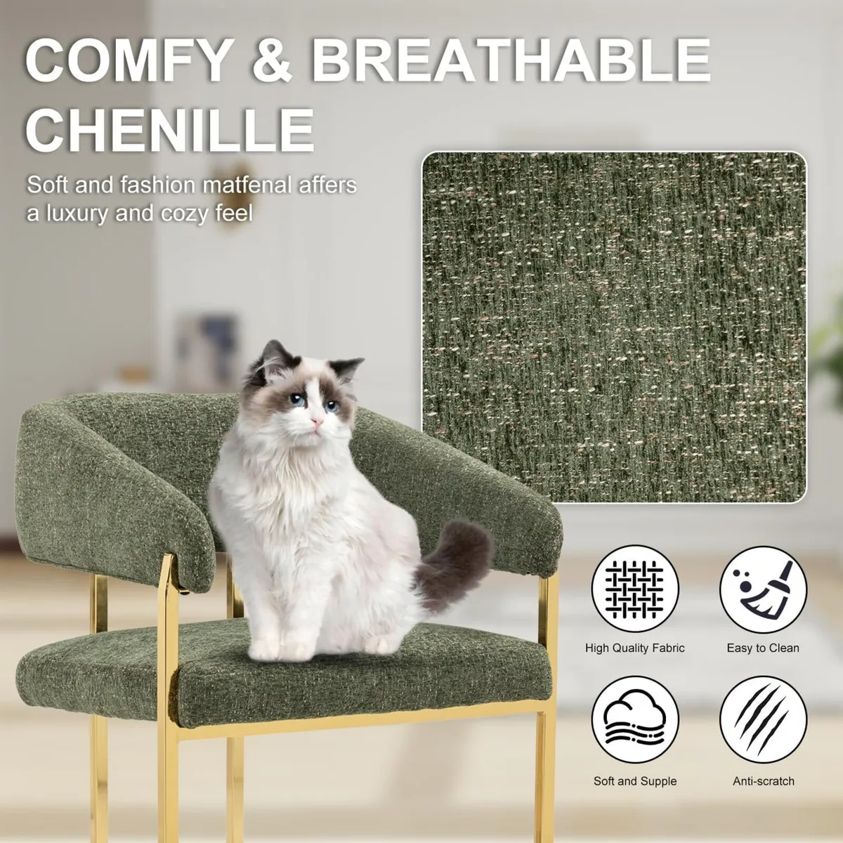 Armchair Upholstered Seat 56CM Tub Chair Vanity - Image 4