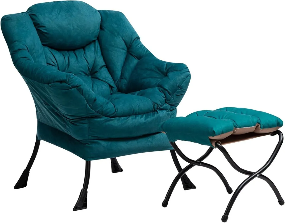 Armchair with Footstool Comfy Arm Chair Living - Image 1